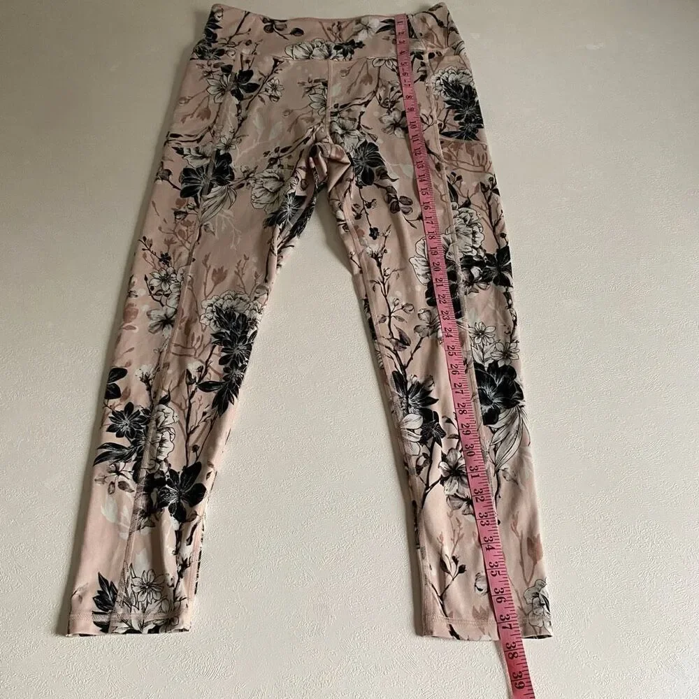 Victoria’s Secret Girls Floral Leggings Size 16 Pink Black Activewear